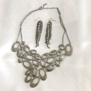 Vintage silver like necklace and earrings